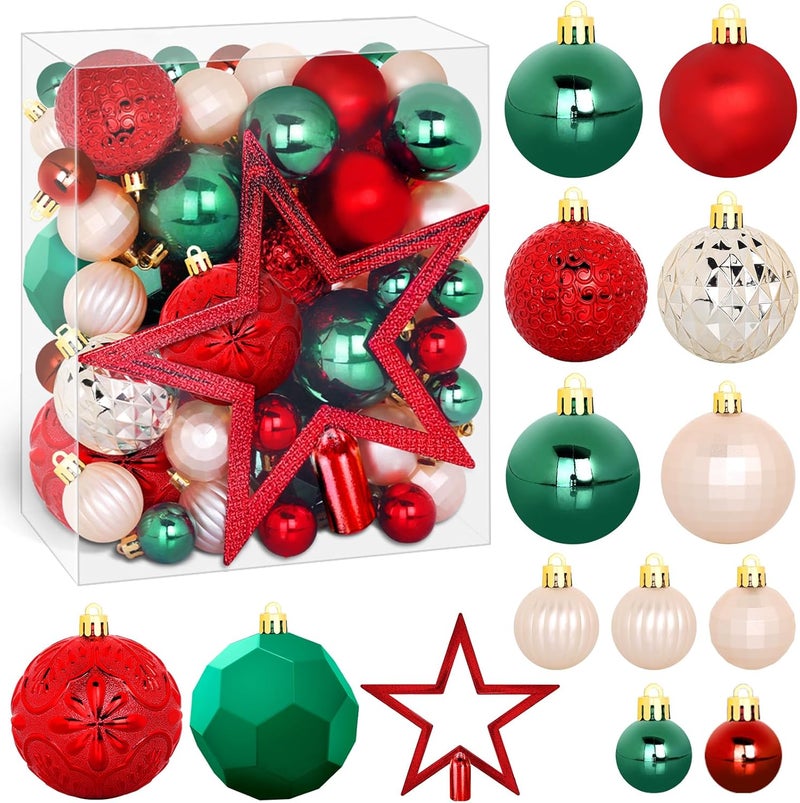 TranquilBliss 50 Pcs Christmas Ornaments Set with Strings, Christmas Ball Ornaments Set with Hanging Strings, Shatterproof Christmas Decorations Ornaments for Xmas Tree (Red and Green) - Image 1